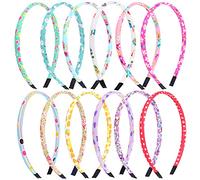 Candygirl 1 CM Child's Cotton Headband Alice band Flower Covered Girl's Headband Floral Polyester Hairband Multicolor Stain HeadBand for Kid Polka Dots Heart Covered Hairband Hair Accessories