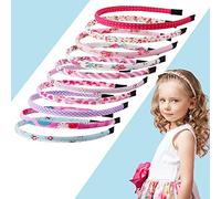 Candygirl 10 Pieces Alice Band Girls Headbands Floral Fabric Headbands for Girls Headband for Kids Polka Dots Heart Covered Hairbands