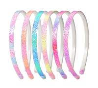 Candygirl Glitter Headbands for Girls Rainbow Alice Bands with Teeth,6 Pcs Cute Non-Slip Thick Plastic Hairband,Sparkly Headband Bling Sequin Hair Hoops for little Girls Glitter Hair Accessories