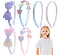 Candygirl Headbands for Girls Glitter Headband,Sparkly Bow Heart Star Hairbands Cute Non-slip Thick Plastic Hair Bands Shiny Rainbow Sequins Hairhoop Accessories for Kids Little Girls Teens(6Pcs)