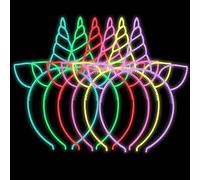 Candygirl Unicorn Headbands Glowing Unicorn Headbands for Girls Women Glitter Unicorn Birthday Hairband for Kids Party Hats (6 pcs)