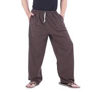 CandyHusky 100% Cotton Casual Jogging Lounge Pajamas Yoga Pants Trousers Elasticed Waist with Drawstring (XL/XXL, Brown)