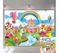Candyland Backdrop For Photography Sweet Cartoon Rainbow Ice Cream Candy Castle Background Banner Candyland Theme Party Decorations for Kids Baby Shower Birthday Party Photo Booth Props (6X4FT)