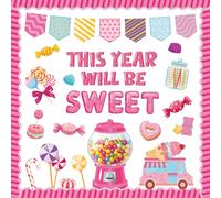 Candyland Bulletin Board Decoration Set - This Year Will Be Sweet Themed Paper Cutouts DIY Craft for Classroom Bulletin Board, Back to School Kindergarten Wall Supplies