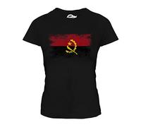 Candymix - Angola Distressed Flag - Ladies Fitted T Shirt Top T-Shirt, Size Medium, Colour Black