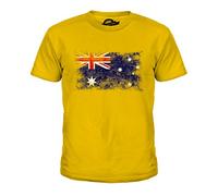 Candymix Australia Distressed Flag Unisex Kids T Shirt Boys/Girls/Toddler/Children T-Shirt, Age 4, Colour Deep Yellow