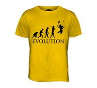 Candymix - Badminton Evolution of Man - Mens T Shirt Top T-Shirt, Size 3X-Large, Colour Deep Yellow