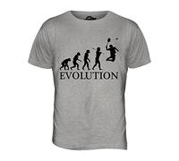 Candymix - Badminton Evolution of Man - Mens T Shirt Top T-Shirt, Size Large, Colour Grey Marl