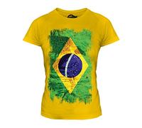 Candymix - Brazil Grunge Flag - Ladies Fitted T Shirt Top T-Shirt, Size Medium, Colour Deep Yellow