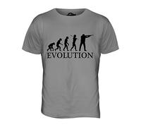 Candymix - Clay Pigeon Shooting Evolution of Man - Mens T Shirt Top T-Shirt, Size 2X-Large, Colour Light Grey