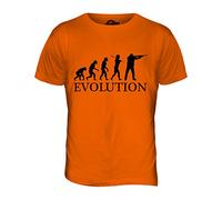 Candymix - Clay Pigeon Shooting Evolution of Man - Mens T Shirt Top T-Shirt, Size Large, Colour Orange