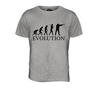 Candymix - Clay Pigeon Shooting Evolution of Man - Mens T Shirt Top T-Shirt, Size X-Large, Colour Grey Marl