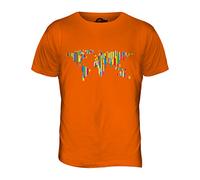 Candymix - Colourful World Map - Mens T Shirt Top T-Shirt, Size X-Large, Colour Orange