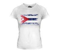 Candymix - Cuba Distressed Flag - Ladies Fitted T Shirt Top T-Shirt, Size Medium, Colour White