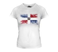 Candymix - Dominican Republic Distressed Flag - Ladies Fitted T Shirt Top T-Shirt, Size X-Large, Colour White