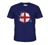 Candymix England Football Splatter Unisex Kids T Shirt Boys/Girls/Toddler/Children T-Shirt, Age 10, Colour Navy