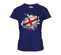 Candymix - England Rugby Ball Splatter - Ladies Fitted T Shirt Top T-Shirt, Size Medium, Colour Navy