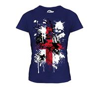 Candymix - England St. George Cross Abstract Flag Print - Ladies Fitted T Shirt Top T-Shirt, Size Small, Colour Navy