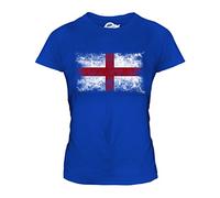 Candymix - England St George Distressed Flag - Ladies Fitted T Shirt Top T-Shirt, Size Small, Colour Royal Blue