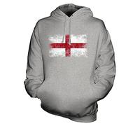 Candymix - England St George Distressed Flag - Unisex Hoodie Mens Ladies Hooded Sweater, Size Large, Colour Grey Marl