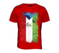 Candymix - Equatorial Guinea Grunge Flag - Mens T Shirt Top T-Shirt, Size Small, Colour Red