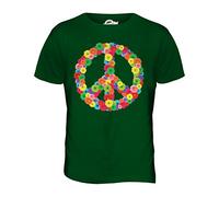 Candymix - Flower Power CND Peace Symbol - Mens T Shirt Top T-Shirt, Size 3X-Large, Colour Bottle Green