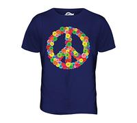 Candymix - Flower Power CND Peace Symbol - Mens T Shirt Top T-Shirt, Size Medium, Colour Navy