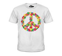 Candymix Flower Power CND Peace Symbol Unisex Kids T Shirt Boys/Girls/Toddler/Children T-Shirt, Age 4, Colour White