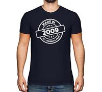 Candymix - Funny 14th Birthday Gift T-Shirt for Boys Made in 2009 - Graphic Mens T-Shirt, Premium Cotton Tee for Men, Short-Sleeve, Crew Neck, Contemporary Fashion Fit, Size X-Large, Colour Dark Navy