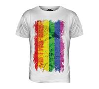 Candymix - Gay Pride Grunge Flag - Mens T Shirt Top T-Shirt, Size 2X-Large, Colour White