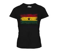Candymix - Ghana Distressed Flag - Ladies Fitted T Shirt Top T-Shirt, Size X-Small, Colour Black