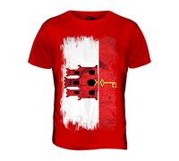 Candymix - Gibraltar Grunge Flag - Mens T Shirt Top T-Shirt, Size Medium, Colour Red