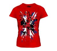 Candymix - Great Britain Union Jack Abstract Flag Print - Ladies Fitted T Shirt Top T-Shirt, Size 2X-Large, Colour Red
