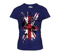 Candymix - Great Britain Union Jack Abstract Flag Print - Ladies Fitted T Shirt Top T-Shirt, Size Small, Colour Navy