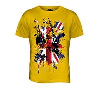 Candymix - Great Britain Union Jack Abstract Flag Print - Mens T Shirt Top T-Shirt, Size 2X-Large, Colour Deep Yellow