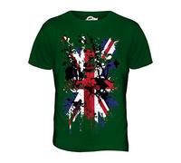 Candymix - Great Britain Union Jack Abstract Flag Print - Mens T Shirt Top T-Shirt, Size Medium, Colour Bottle Green