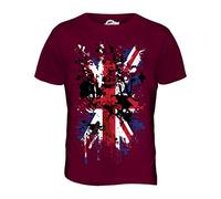 Candymix - Great Britain Union Jack Abstract Flag Print - Mens T Shirt Top T-Shirt, Size Medium, Colour Burgundy