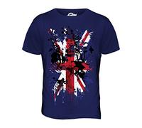 Candymix - Great Britain Union Jack Abstract Flag Print - Mens T Shirt Top T-Shirt, Size Medium, Colour Navy