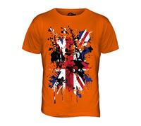 Candymix - Great Britain Union Jack Abstract Flag Print - Mens T Shirt Top T-Shirt, Size Medium, Colour Orange