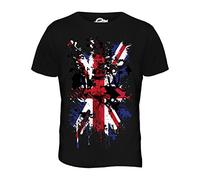 Candymix - Great Britain Union Jack Abstract Flag Print - Mens T Shirt Top T-Shirt, Size Small, Colour Black