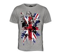 Candymix - Great Britain Union Jack Abstract Flag Print - Mens T Shirt Top T-Shirt, Size X-Large, Colour Grey Marl