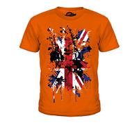 Candymix Great Britain Union Jack Abstract Flag Print Unisex Kids T Shirt Boys/Girls/Toddler/Children T-Shirt, Age 12, Colour Orange