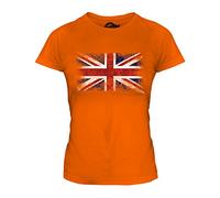 Candymix - Great Britain Union Jack Distressed Flag - Ladies Fitted T Shirt Top T-Shirt, Size Medium, Colour Orange