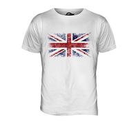 Candymix - Great Britain Union Jack Distressed Flag - Mens T Shirt Top T-Shirt, Size 3X-Large, Colour White