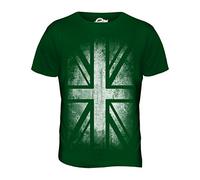 Candymix - Great Britain Union Jack Faded Flag Print - Mens T Shirt Top T-Shirt, Size 3X-Large, Colour Bottle Green