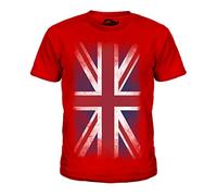 Candymix Great Britain Union Jack Faded Flag Unisex Kids T Shirt Boys/Girls/Toddler/Children T-Shirt, Age 12, Colour Red