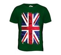 Candymix - Great Britain Union Jack Grunge Flag - Mens T Shirt Top T-Shirt, Size 2X-Large, Colour Bottle Green
