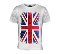 Candymix - Great Britain Union Jack Grunge Flag - Mens T Shirt Top T-Shirt, Size 2X-Large, Colour White