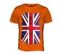 Candymix - Great Britain Union Jack Grunge Flag - Mens T Shirt Top T-Shirt, Size 3X-Large, Colour Orange