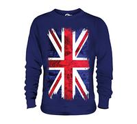Candymix - Great Britain Union Jack Grunge Flag - Unisex Sweatshirt Mens Ladies Sweater Jumper Top, Size X-Large, Colour Navy